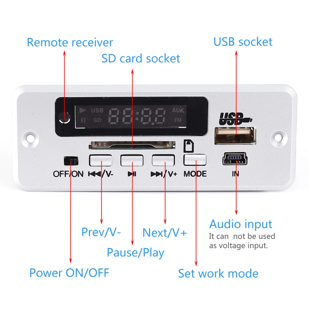 Bluetooth декодер плата вызова модуль дистанционного управления Поддержка SD карты u-диск FM AUX подходит для DIY 3,7 в 5 в 12 В 24 в 36 в MP3 WAV