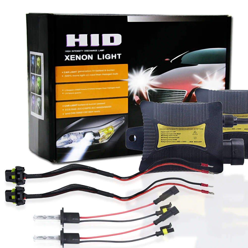 FLYCAR ксенон DC12V 55W HID переделочный комплект H1 H3 H7 H8 H11 9005 HB3 9006 HB4 H4 HID лампы 4300K 6000K 8000K Ксеноновые фары комплект