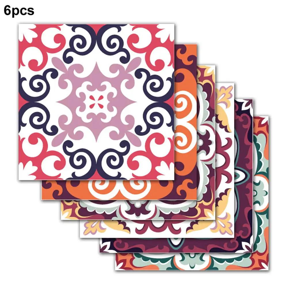 

Vintage Moroccan Style Tiles Stickers PET Waterproof Self Adhesive Wall Stickers Furniture Bathroom DIY Removable Tile Sticker
