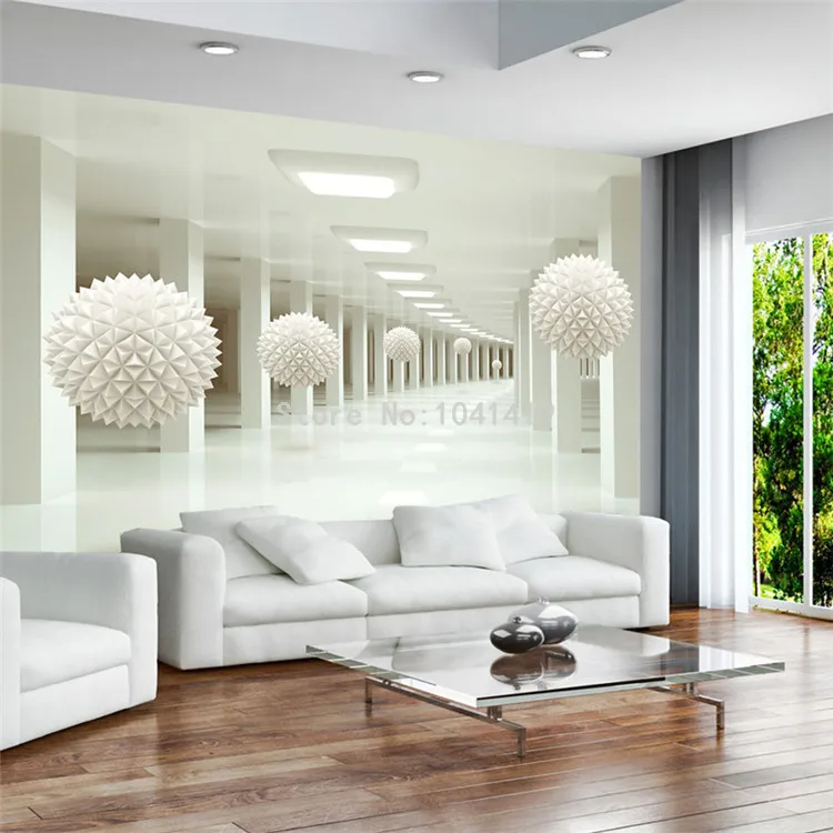 Современный простой 3D стерео абстрактное пространство белая Сфера Настенные обои Офис Гостиная ТВ диван фон Настенный декор обои 3 D