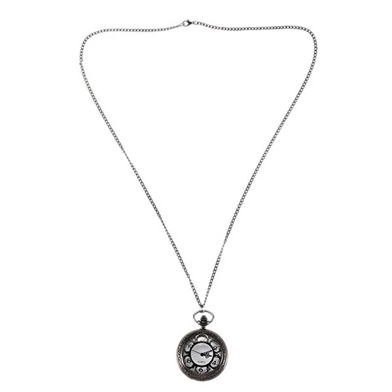 

Petal Hollow Large Black Petal White Pocket Watch Bronze Quartz Men'S And Women'S Retro Pocket Watch