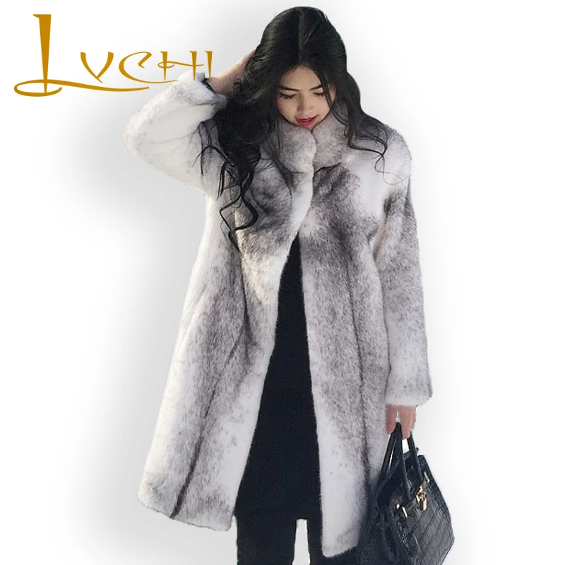 LVCHI Natural fur Warm Erected collar Mink Coats Winter High end custom