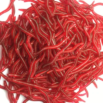 

50pcs/lot Artificial Earthworm Fishing Lure 35mm Red Worm Maggot Soft Bait Lifelike Fishy Smell Lures Tackle Red attract