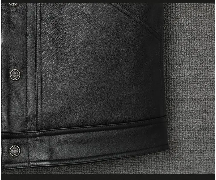 Черный мужской короткий Байкерский кожаный жилет плюс размер XXXXL однобортный из натуральной воловьей кожи Весна Slim Fit мотоциклетный жилет