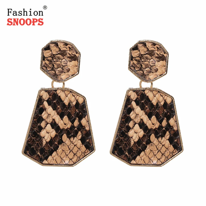 

FASHIONSNOOPS Hot Sale Metal Dangle Earrings For Women Trendy Animal Print Drop Earrings Geometric Vintage Jewelry