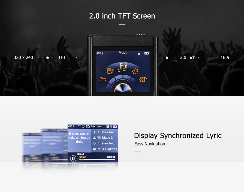 Crazier R3 HiFi 2.0 inch TFT Screen Digital MP3 Lossless Music Player