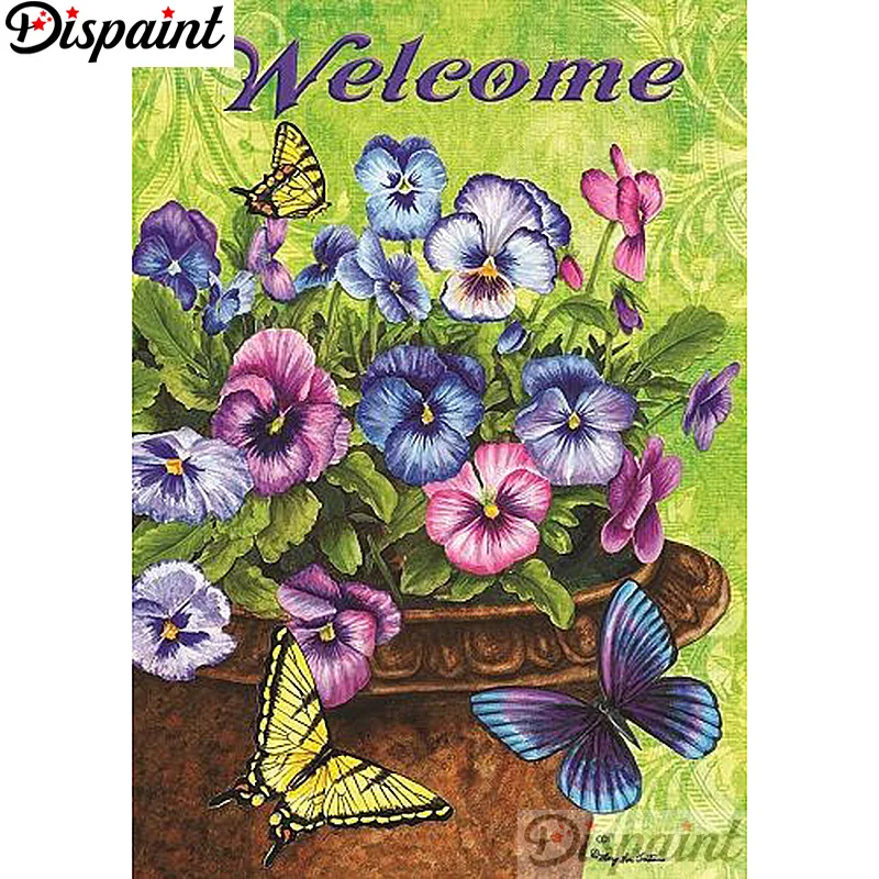 

Dispaint Full Square/Round Drill 5D DIY Diamond Painting "Flower butterfly" 3D Embroidery Cross Stitch Home Decor Gift A12869