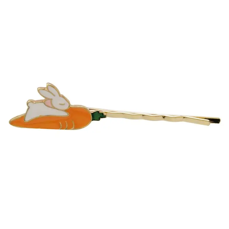 

Minimalist Student Side Bangs Wavy One Word Hairpin Women Cute Cartoon Rabbit Carrot Hair Clip Colored Oil Drop Metal Barrette