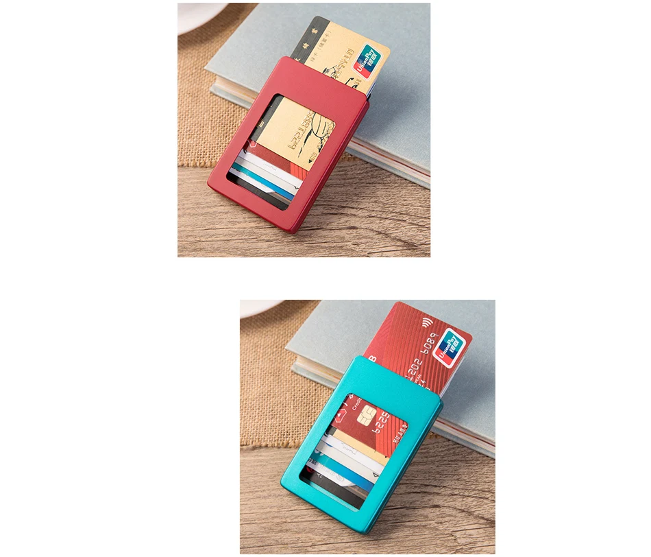 KEEBREAK rfid-держатель для кредитных карт, алюминиевый чехол для банковских и идентификационных карт, металлический автоматический кошелек с отделением для карточек, минималистичный