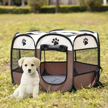 

Playpen Puppy Kennel Easy Operation Octagonal Fence Outdoor Supplies Portable Folding Pet tent Dog House Cage Dog Cat Tent