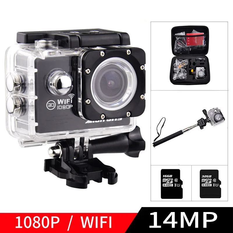 

Ultra HD action Camera wifi Camcorders 14MP 170 go mini deportiva 2 inch f60 underwater Waterproof Sport pro 1080P 60fps cam