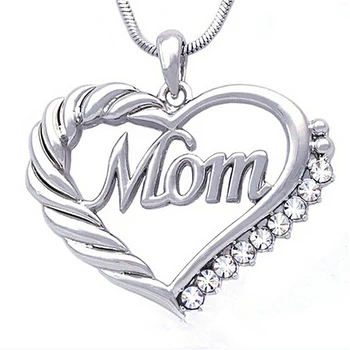 

Snake Chain Mom Heart Braided Rhinestone Necklace Mother's Day Gift Jewellery