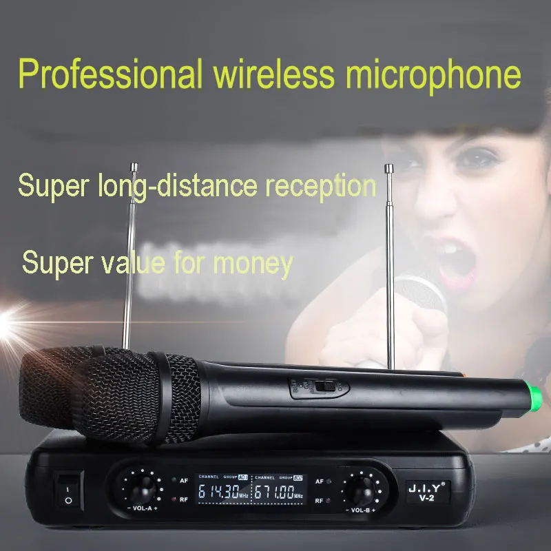 

JIY HIFI LCD karaoke Wireless Matched pair Microphone mixer audio radio handheld LCD microphones for karaoke System computer Mic