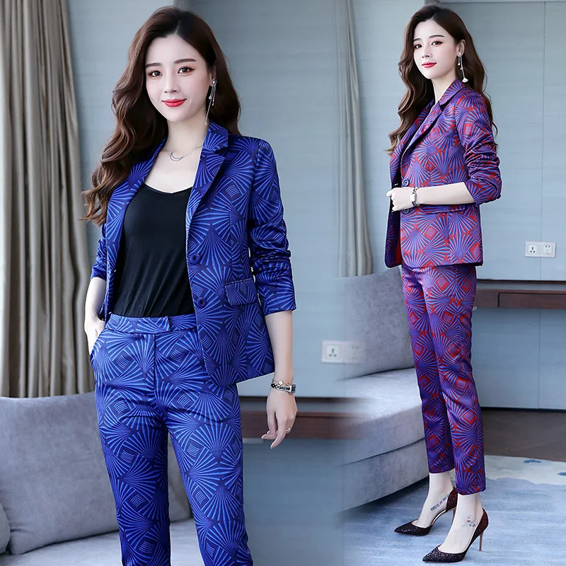 Suit female new 2018 autumn suit woman two-piece fashion temperament office small suit + casual slim pencil nine pants Women's Sets