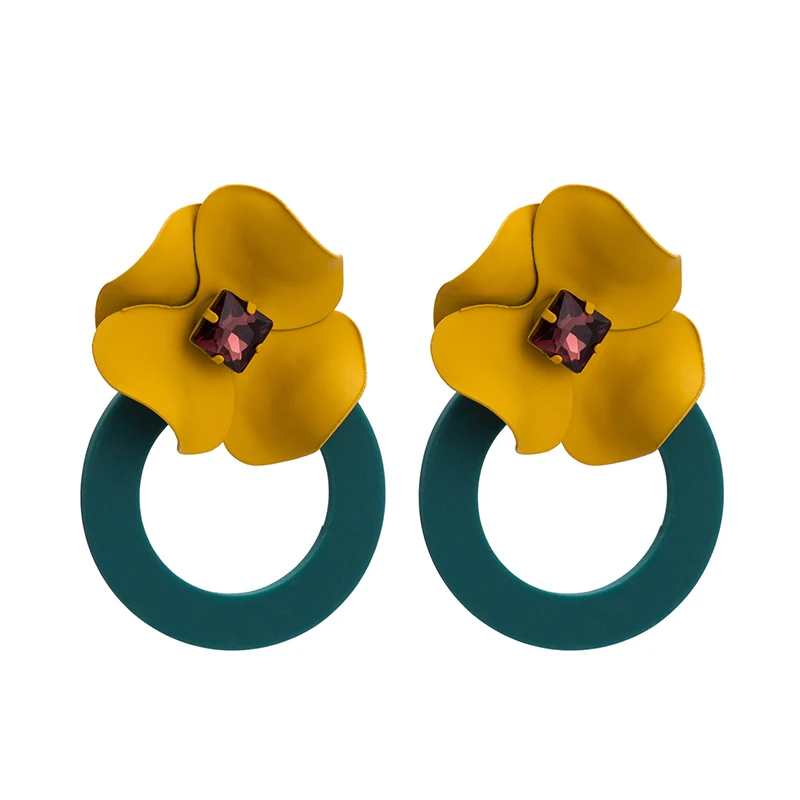 3 цвета корейский дизайн хит цвет в форме большого цветка двойного назначения живопись акрил камень серьги гвоздики модные украшения для женщин