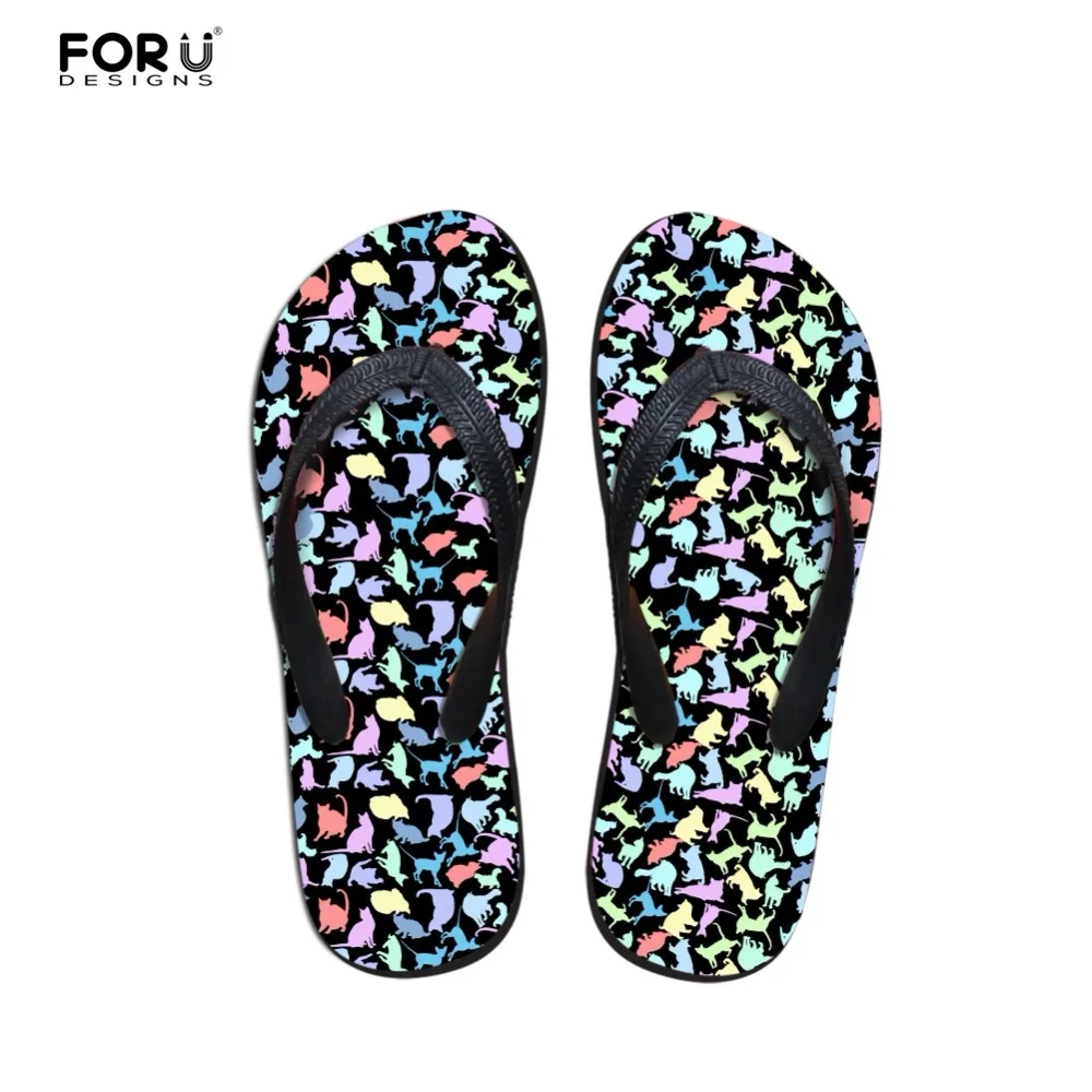 

FORUDESIGNS Summer Slippers Women Casual House Flip Flops Cute Animal Dog Pattern Flats Ladies Flip Flops Beach Shoes Woman 2018