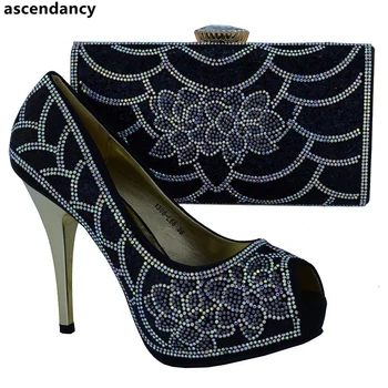 

Nigerian Shoes and Bags for Wedding African Women Matching Italian Shoe and Bag Set Decorated with Appliques Italy Shoes and Bag