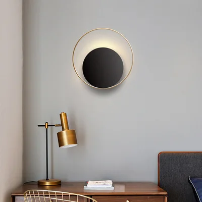 

Nordic wall light creative personality living room modern minimalist round aisle bedroom bedside wall lamp