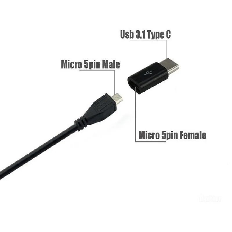 Универсальный USB 3,1 type-C мужской разъем для Micro USB Женский конвертер USB-C адаптер для передачи данных Тип C устройство Черный