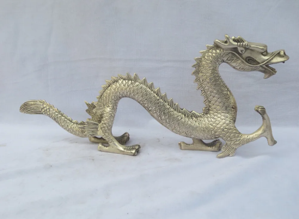 13.4 Inch hand carved Tibet silver dragon sculpture Antique Animal statue Metal crafts | Дом и сад