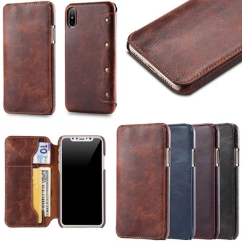 

Case For iphone XS Max XR Luxury Wallet Card Flip Genuine Leather Case Cover For iphone XS X 8 7 6S 6 Plus phone Case Coque