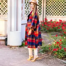 Британский бренд, подиум, дизайнерское, весна-Зима, женское клетчатое шерстяное пальто большого размера, макси, длинное пальто, манто для женщин, abrigos mujer