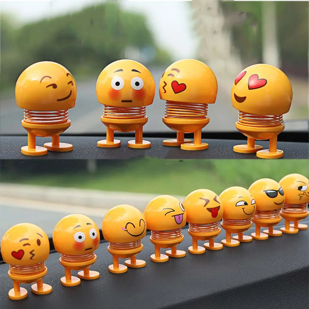 

6Pcs Car Decoration Accessories Smile Face Spring Doll Shaking Head Expression Birthday Wedding Party Guests Favor Gift