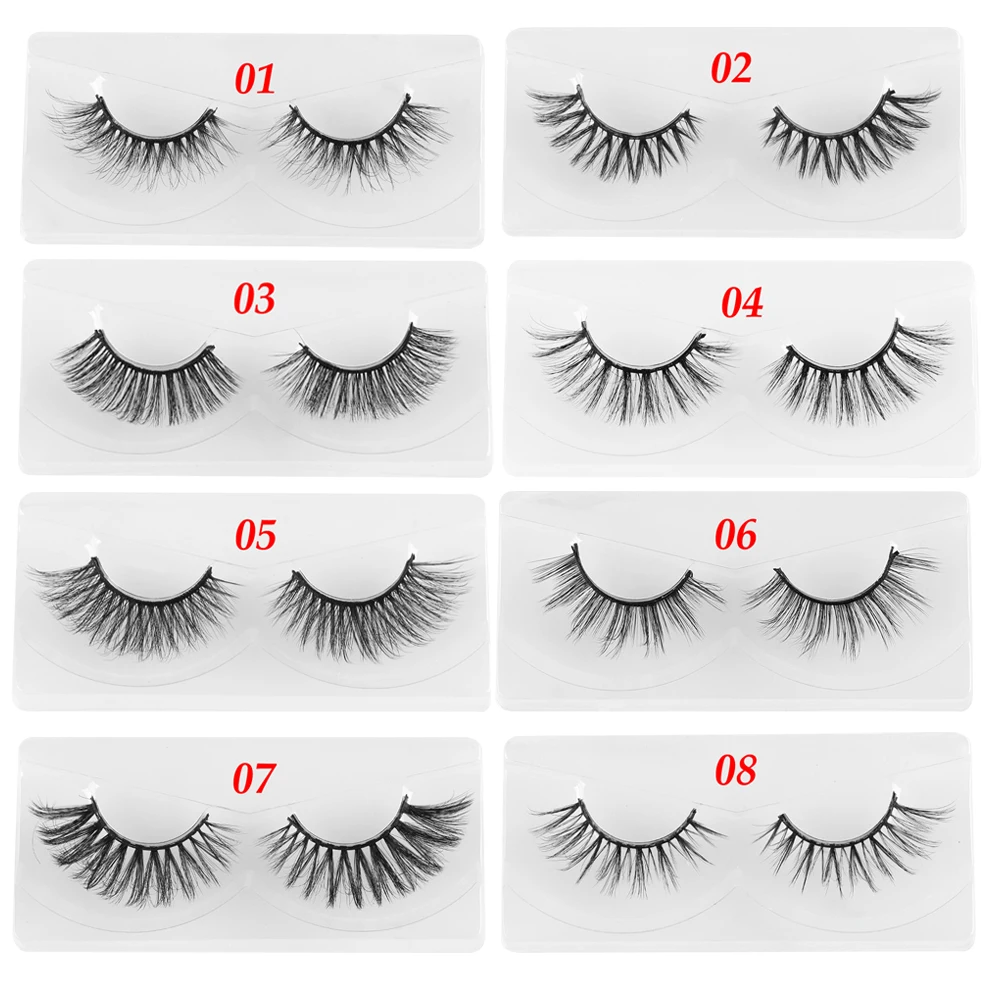 1 Pair 3D Mink Hair False Eye Lashes Self Adhesive Eyelashes Self