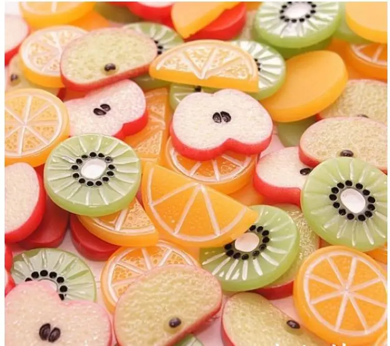 

10 pieces Fresh Fruit Resin Cherry Apple Lemon kiwi orange strawberry Resin Flat back DIY Planar Craft for Home Decoration