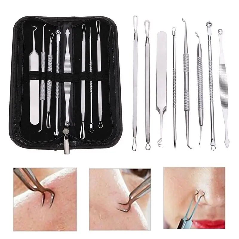 8pcs Blackhead Remover Tool Kit Stainless Steel Pimple Acne Comedone