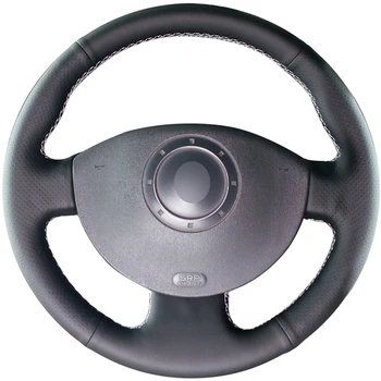 

Black Genuine Leather Hand-stitched Car Steering Wheel Cover for Renault Megane 2 2003-2008 Kangoo 2008 Scenic 2 2003-2009