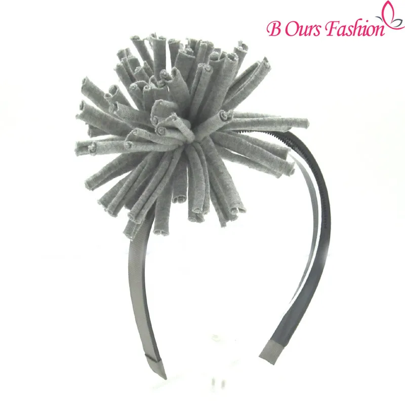 

2018 fashion cotton fabric pomp OEM shag hairband children fashion hair accessories plastic band with gripes teeth