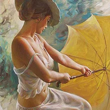 Зонты женские по номерам современные стены Искусство Ручная роспись маслом на холсте для украшение для дома, безрамочные картины 40*50 см