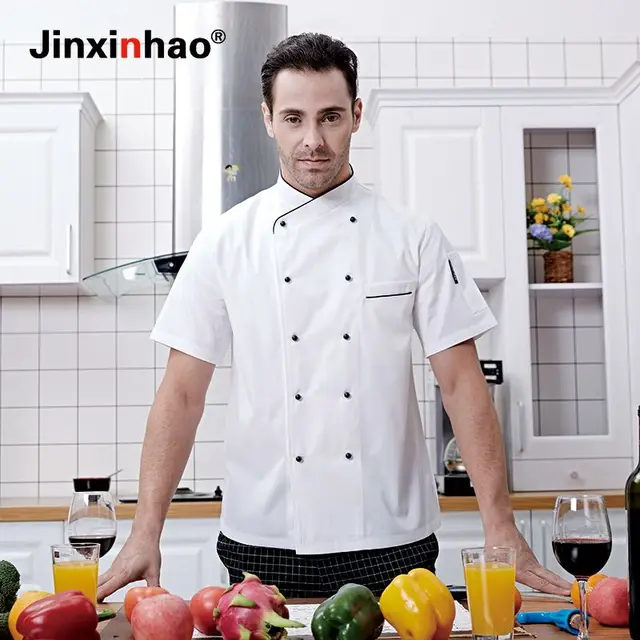 Kualitas Tinggi Chef Seragam Pria Dan Wanita Lengan Pendek Musim Kualitas Tinggi Chef Seragam Pria Dan Wanita Lengan Pendek Musim Panas Pakaian Kerja Dapur Masak Jaket