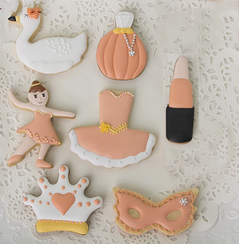 

7pc patisserie reposteria Party Swan Dancer Mask Lipstick cupcake metal Cookie Cutter Fondant Cake Decor Biscuit Pastry Shop DIY