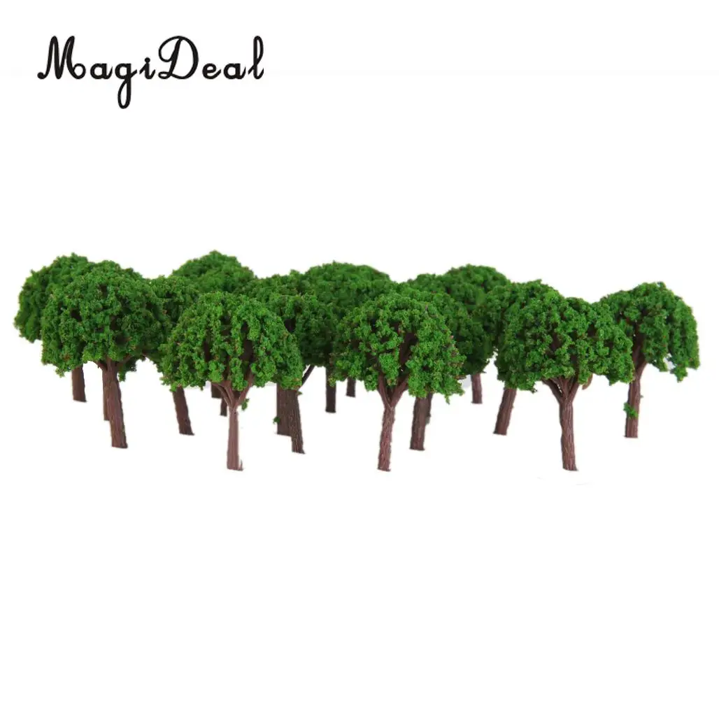 MagiDeal 50Pcs Plastic 3cm Scenery Landscape Train Model Trees Light Green for Street House Park Garden Layout Classroom Decor