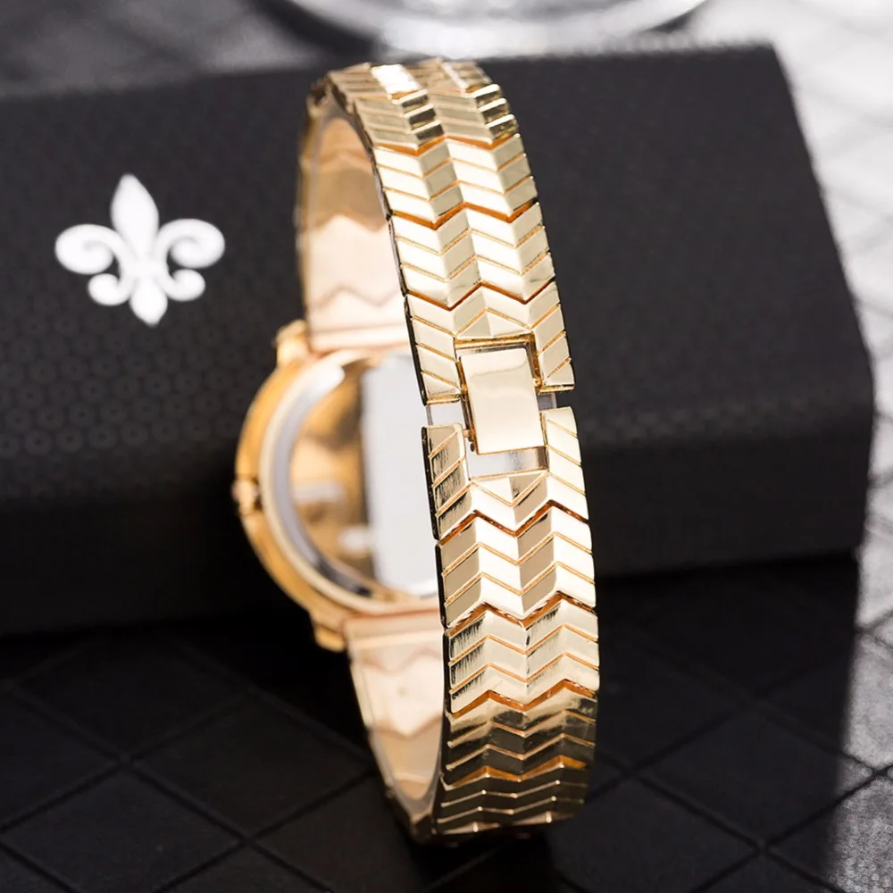 CUSSI 2018 Womens Watches Golden Luxury Ladies Bracelet Watch Quality and Stylish Quartz Wristwatch reloj mujer Valentine's Gift