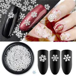 Mtssii смешать размер Веселые Рождество ногтей Блёстки белый Снежинка из металла flakies Маникюр Дизайн ногтей 3D украшения