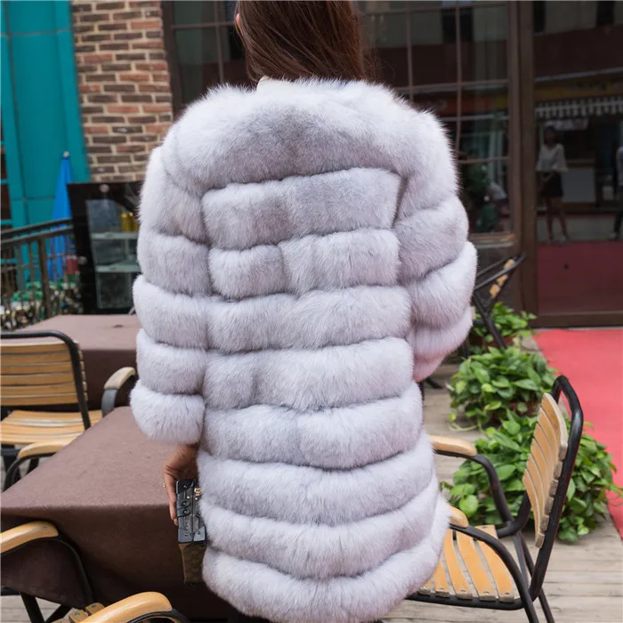 Топ продаж роскошные большие панели 9 строк натуральный Лисий мех пальто элегантный съемный для женщин рукав+ тело натуральный мех пальто трансформатор