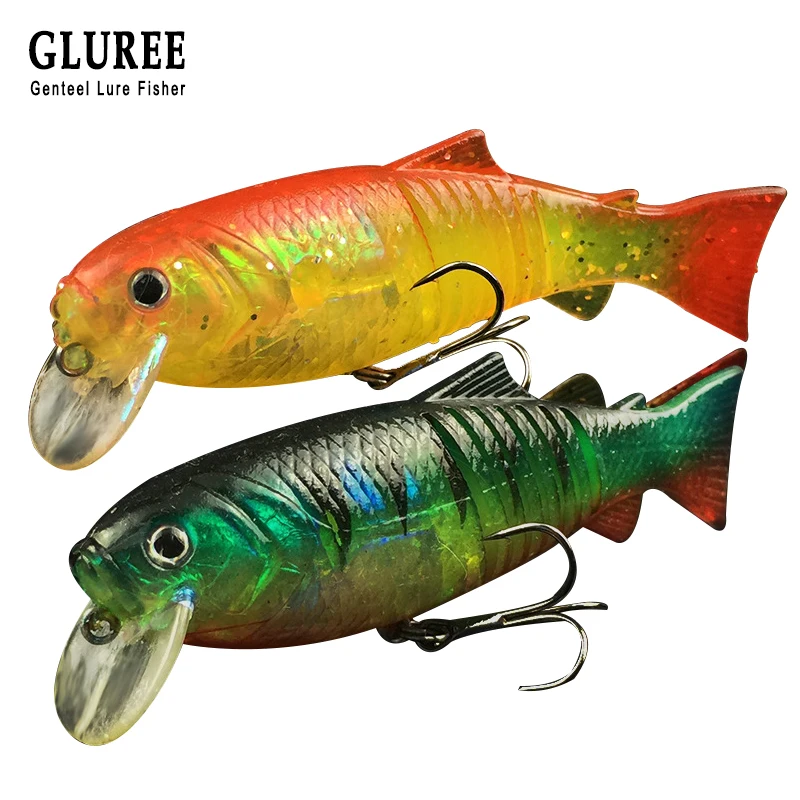 

GLUREE Multi Section Soft Tail Fishing Lures 10.5cm Bionic Minnow Hard Body Soft Bait Fidget Crankbaits Wobbler Fishing Tackle