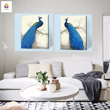 

Frameless Digital Painting By Number Blue Peacoke lover Acrylic Paint Abstract Modern Wall Art Canvas Painting For Home Deco