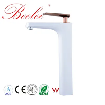 

Beelee Bathroom Basin Faucet White And Rose Gold Electroplating Sink Faucet Popular Hot And Cold Water Mixing Tap For Lavatory