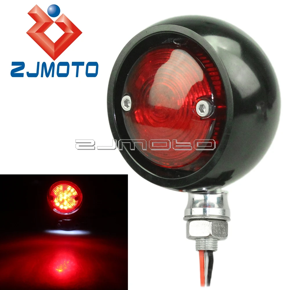 

Supermoto Motorcycle Black Vintage Retro Red LED Tail Light For Harley Chopper Bobber Cafe Racer