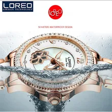 LOREO Fashion Women’S Watches Diamond Ladies Mechanical Wristwatches Dress Casual Bracelet Watches Relogios Femininos K52