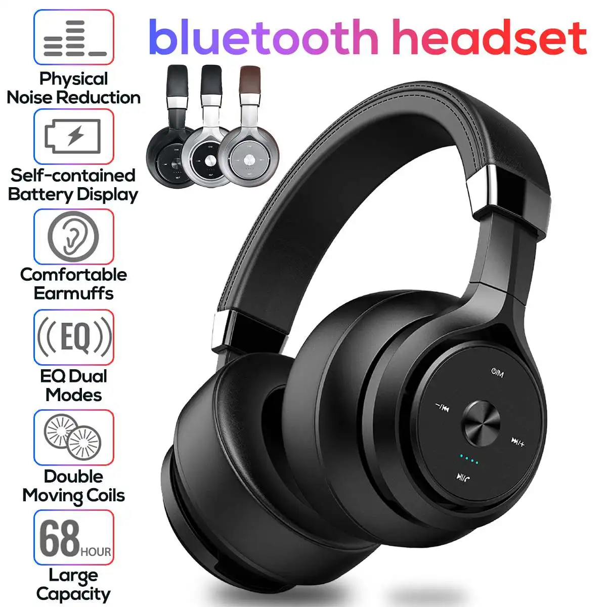 Беспроводные bluetooth наушники EQ режим Hands-free Bass стерео Hi-Fi гарнитура светодиодный складной Накладные наушники с микрофоном для iPhone