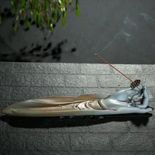 Татхагата Будда ручной держатель для ароматических палочек Винтаж лотоса буддистское кадило храма поставки благовоний горелки украшения дома и офиса