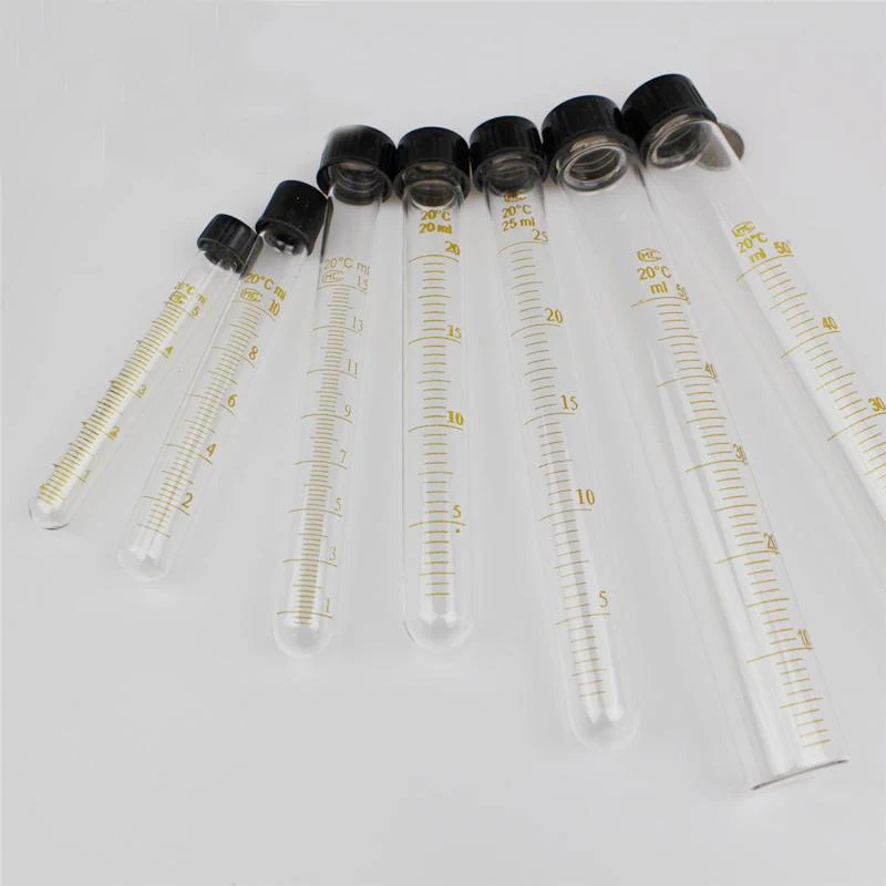 2pcs/lot 30ml short Glass Test Tube with Screw Cap Calibration Test