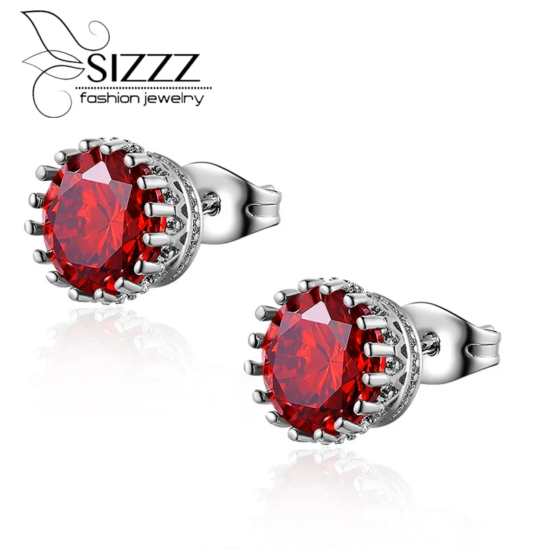 

SIZZZ European and American simple red drilled women foreign trade fashion ornaments Stud Earrings for women