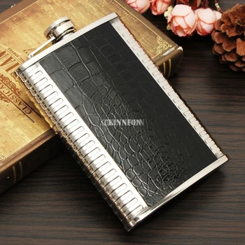 

200Pcs/Lot 9oz Leather Stainless Steel Hip Flask Liquor Alcohol Drink Whisky Pocket Bottle Holder