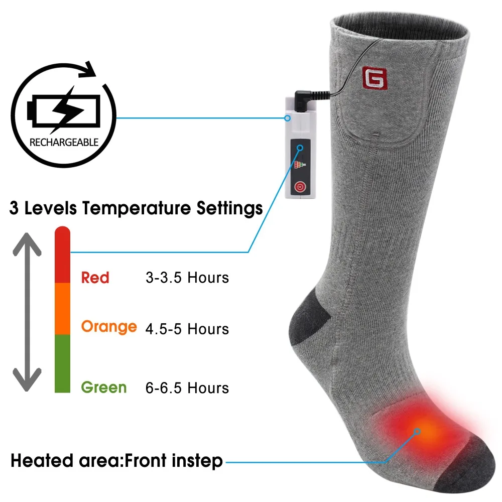Зимние носки унисекс с подогревом с Электрический перезаряжаемый аккумулятор Комплект для хронически холодных ног Тепловой Теплый Вязание Хлопок Sox